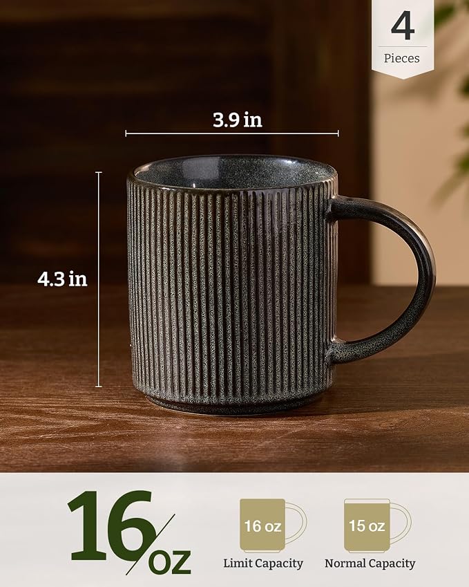 famiware Coffee Mug Set for 4, Star 16 oz Catering Mugs Cup Set - Image 4
