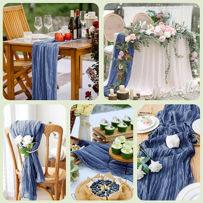 Cheesecloth Table Runner Blue 10FT Boho Gauze Runner, 12 Pack | 120 Inch Cheese - Image 7