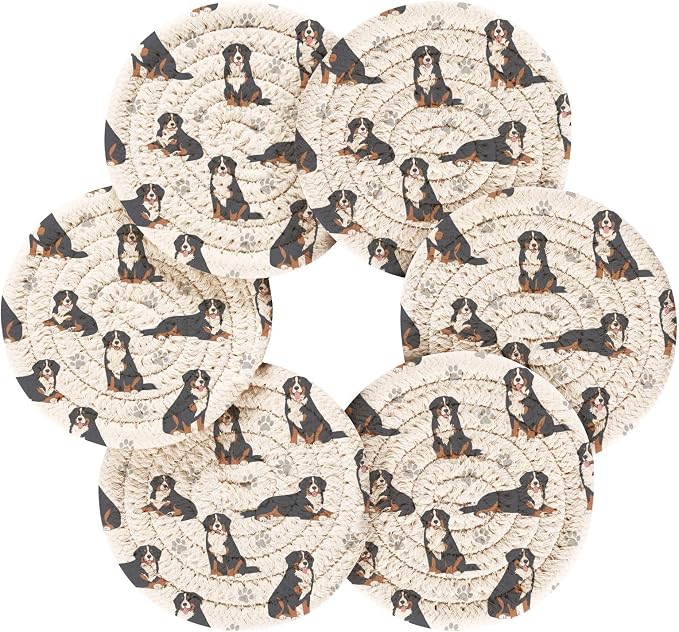 Berner Dogs Paw White Print Coasters - Image 2