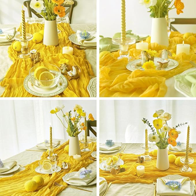 12Pack Yellow Cheesecloth Table Runner 20 x 120 inch Gauze Table Runner | Boho - Image 3