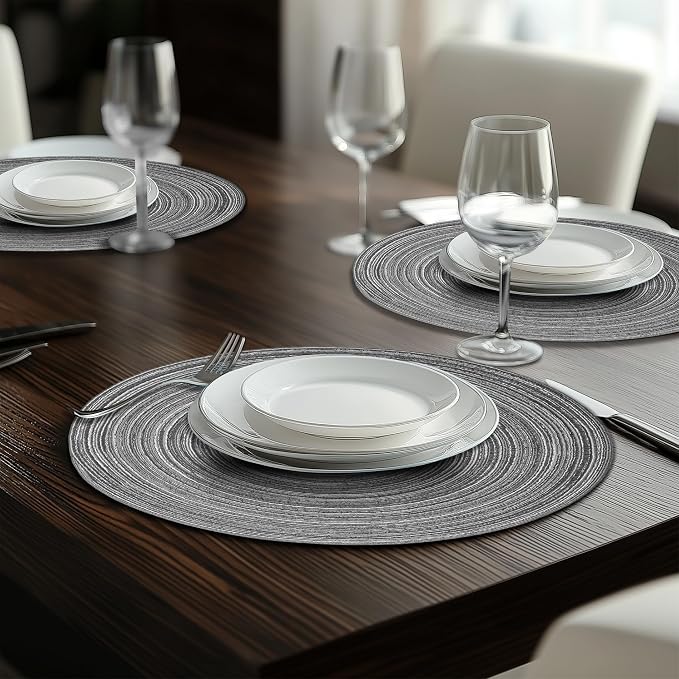MIAOMIAO Round Placemats Set of 4 Woven Braided Place Mats | 14.5 Inch Cotton - Image 5