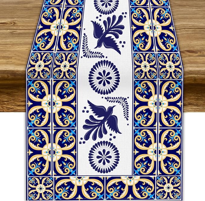 YCness Floral Bird Mexican Table Runner, 13x70 Inch by YCness