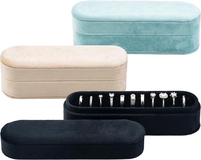 Velvet Small Multiple Ring Box Portable Organizer Display Storage | Travel Case - Image 7