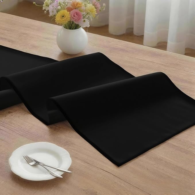 MEANMOY Black Table Runner 90 Inches Long Waterproof Washable Table Runners | - Image 3