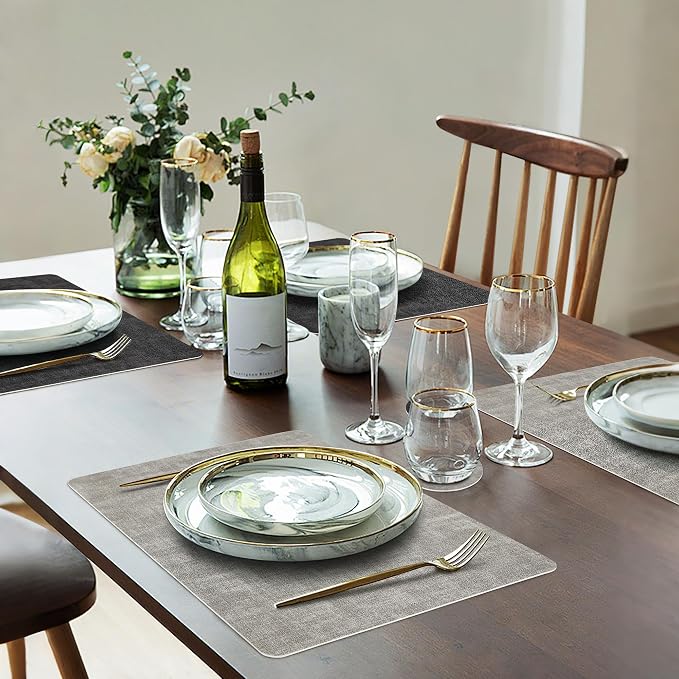 Fyvva Placemats Set of 4 Wipeable Reversible Faux Leather - Image 6
