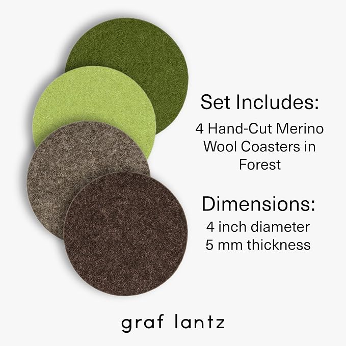 Graf Lantz - Bierfilzl Merino Wool Round Coasters Set of 4 - Forest - Absorbs - Image 4
