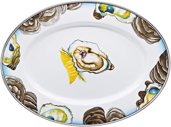 Golden Rabbit Enamelware Oval Platter, 12 x 16in, Oyster | 12 x 16in by GoldenRabbitEnamelware