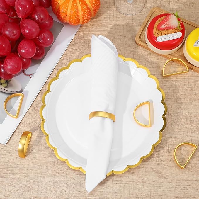 50 Pcs Gold Napkin Rings, Matte Gold Semicircle Thanksgiving Napkin Rings - Image 6