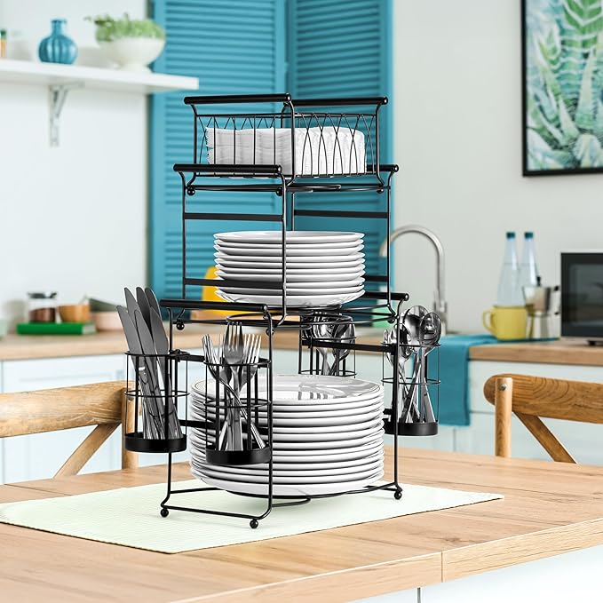Sorbus® Buffet Caddy — 7-Piece Stackable Set Includes Plate, and Silverware - Image 4