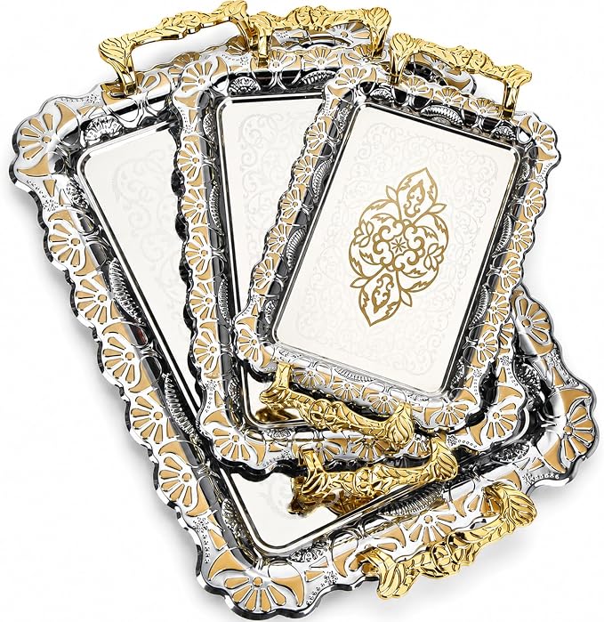 3 Pack Metal Serving Trays by Unknown