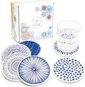 AD Set of 6 Coasters for Drinks Absorbing Round Ceramic Stone Coaster by AD