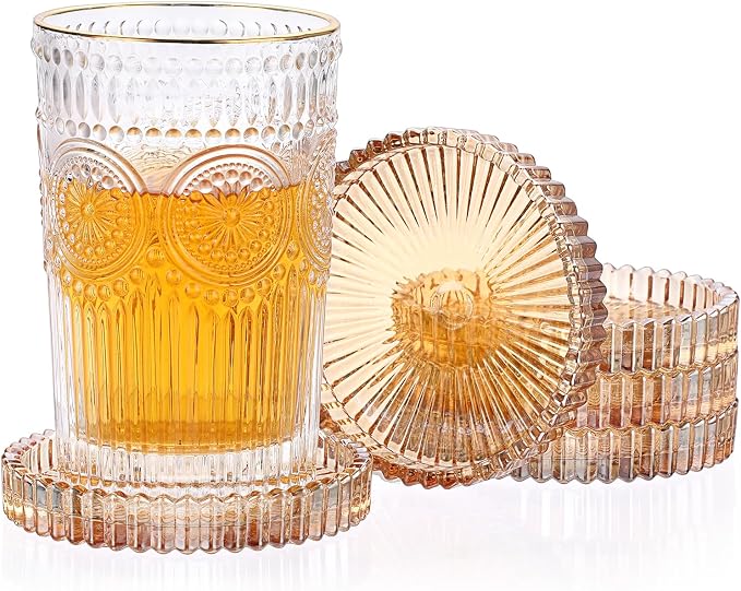 JUXYES Set of 5 Heat-Resistant Clear Glass Coaster by JUXYES