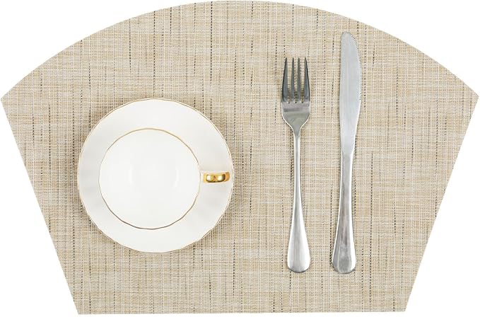 SHACOS Round Table Placemats Wedge Shaped Placemat Set of 4 Non Slip Heat - Image 7