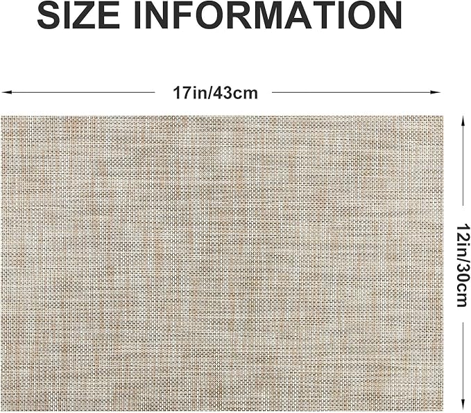 Vinyl Placemats Set of 8, PVC Woven Washable Non-Slip Table Mats, Heat - Image 4