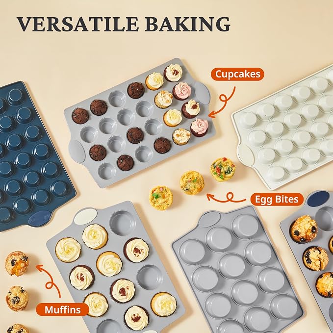 BRONYPRO 24-Cup Non Toxic Nonstick Ceramic Mini Muffin Pan & Cupcake Tin - Image 4