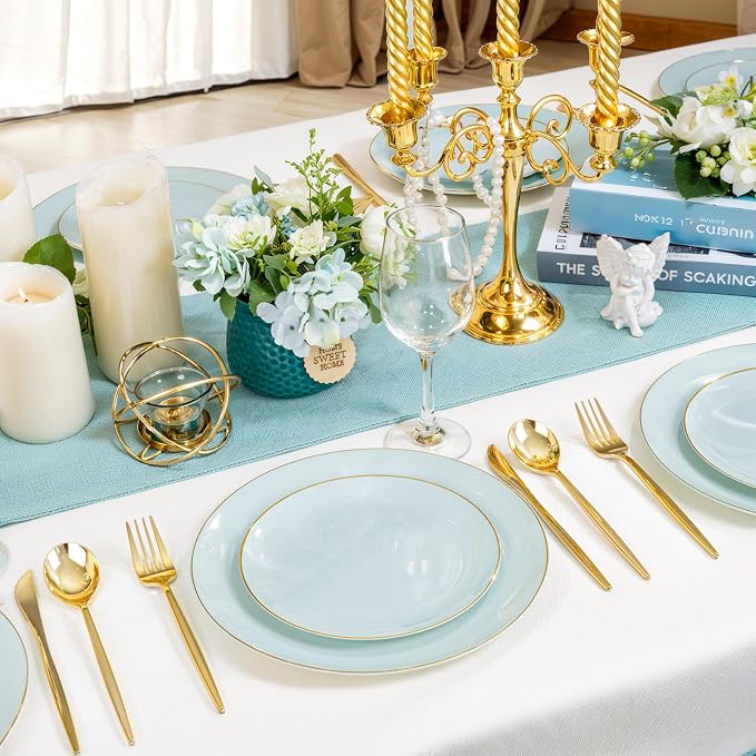 PULOTE 100PCS Sage Green Plastic Plates - Image 8