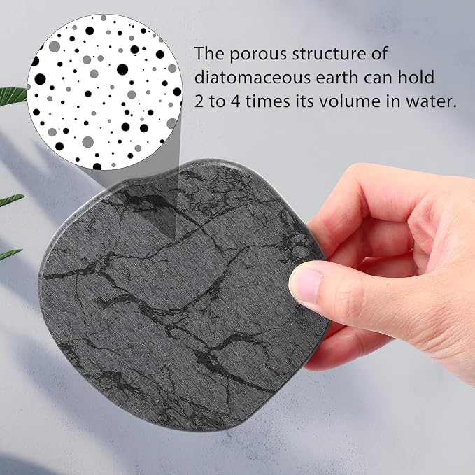 Diatomaceous Earth Coasters Set of 4，Cool Absorbent Quick-Dry Drink Coasters - Image 4