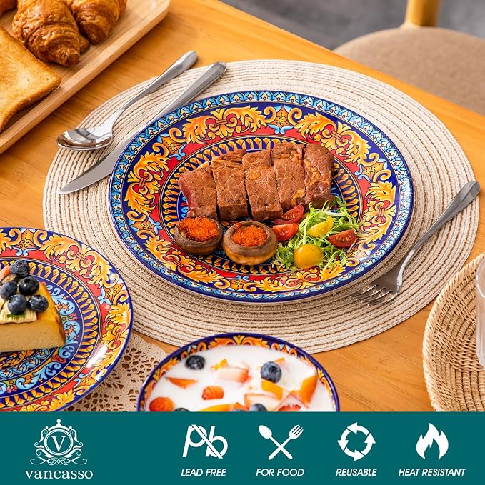 vancasso 18-Piece Dinnerware Sets, Ceramic Plates and Bowls Sets Service - Image 3