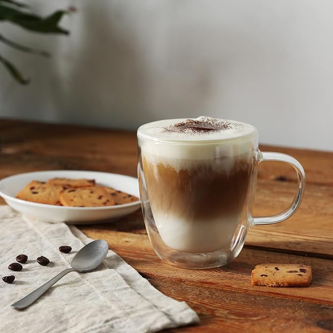 CNGLASS Glass Coffee Mugs 12oz, Double Walled Insulated Cappuccino Mug - Image 5