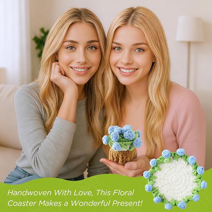 Crochet Flower Coasters, Handmade Bouquet Coasters - Image 7
