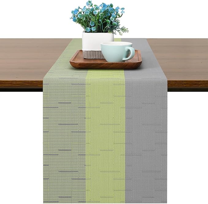 Table Runner 88 Inches Long, Vinyl Woven Farmhouse Table Runners | Washable by Chitomars