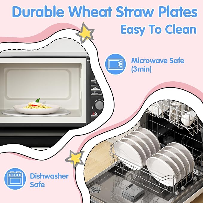 Quatish 16 PCS Unbreakable Reusable Plastic Plates, 8 inch Dishwasher & - Image 4