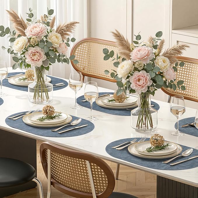 Placemats Set of 6, 11.8 x 17 Inch, Waterproof Wipeable Reversible PU Placemat - Image 9
