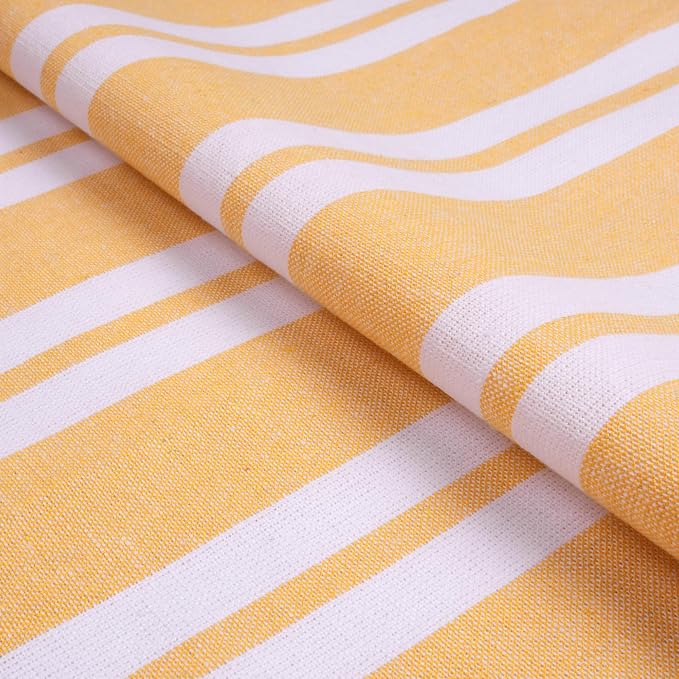 Encasa XO Table Runner, Woven Cotton Dining Runner 13"x120" Franca Yellow - Image 6