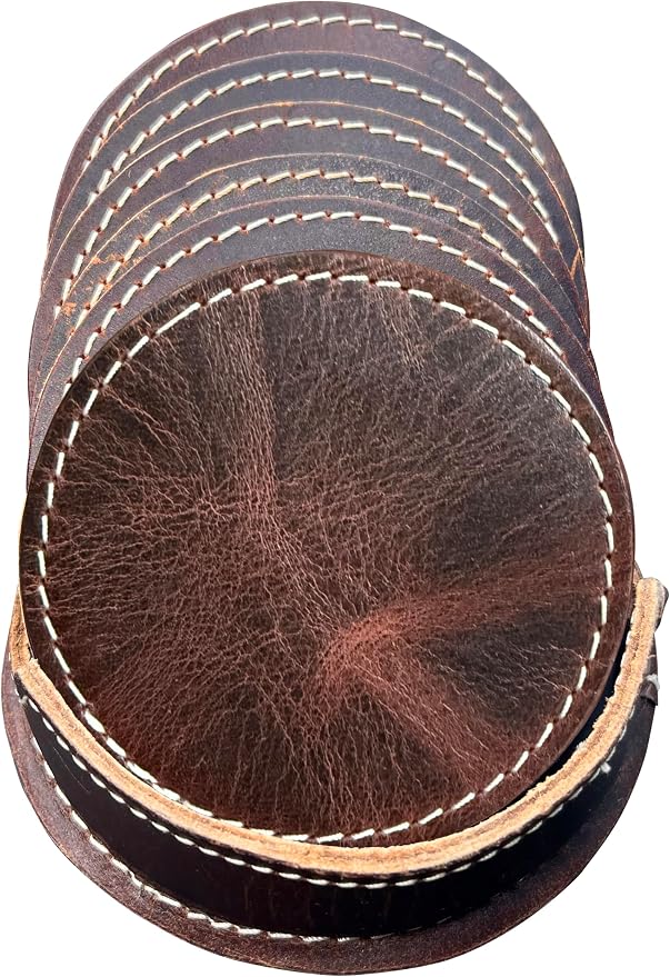 Leather Coasters for Drinks Set of 6 - Image 5
