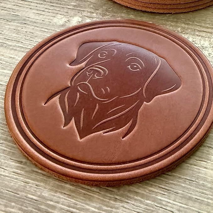 Dog Breed Leather Coasters – Premium Full Grain Table Protectors - Image 3