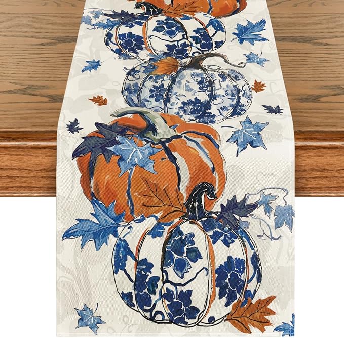 Artoid Mode 210 GSM Fall Table Runner 13x72 Inch Home Party Decor | Pumpkins by ArtoidMode