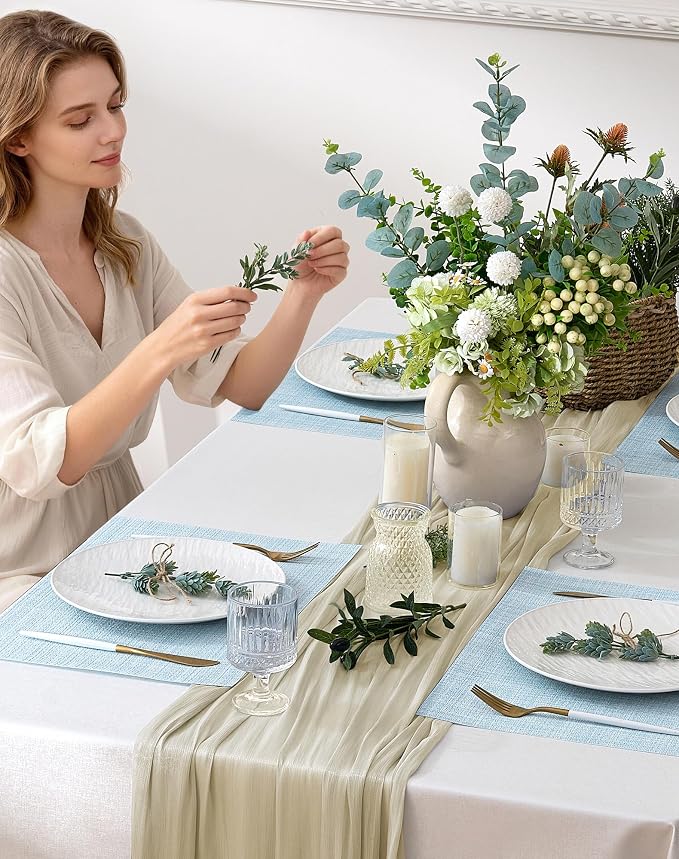 Leetaltree Soft Sky Blue Woven Placemats Set of 12 - Image 3