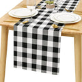 Buffalo Plaid Table Runner Black and White 14W x 108L, 1 Piece | Waterproof by Hiasan