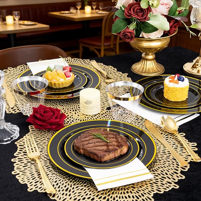 GATHER 350PCS Black Plastic Plates - Image 8