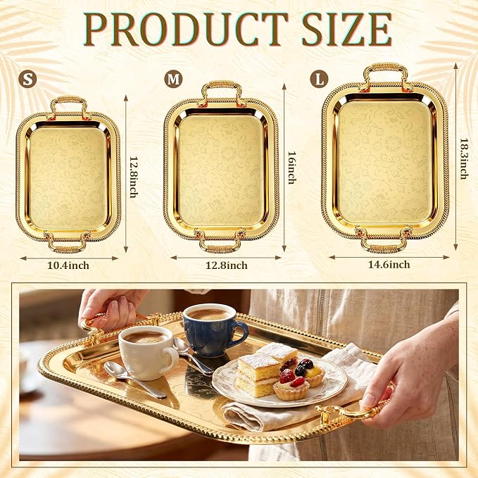 3 Pack Metal Serving Trays - Image 3