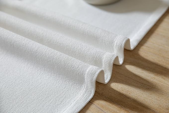 Burlap Style Farmhouse Table Runner, 14x90 Inches White | Thick Durable Fabric - Image 6