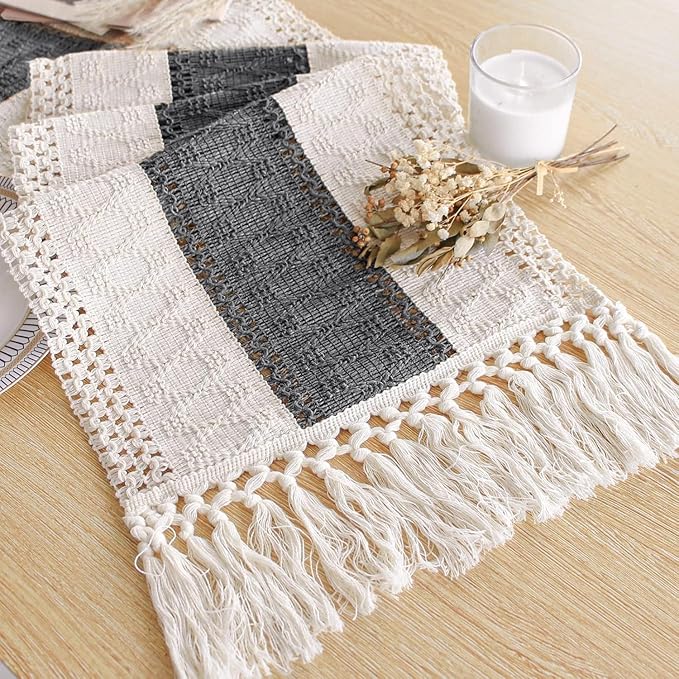 Farmhouse Table Runner for Home Decor 12x90 Grey Fall Home Decor | 90 Inches by FEXIA