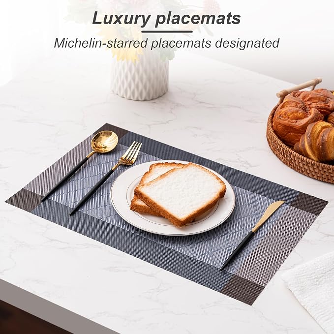 Placemats Set of 6 Washable Indoor | Outdoor Vinyl Place Mats - Image 6