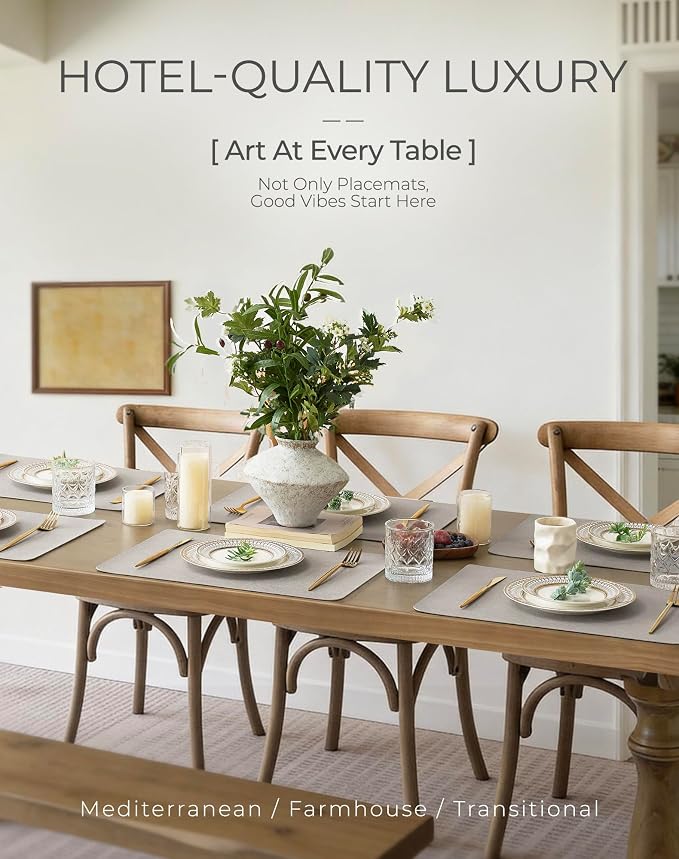 Leetaltree Reversible Faux Leather Placemats 12x17 Inch, Heat Resistant - Image 2