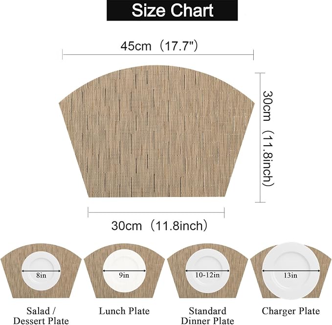 SHACOS Wedge Shape Placemats Set of 4 Woven Vinyl Placemat - Image 6