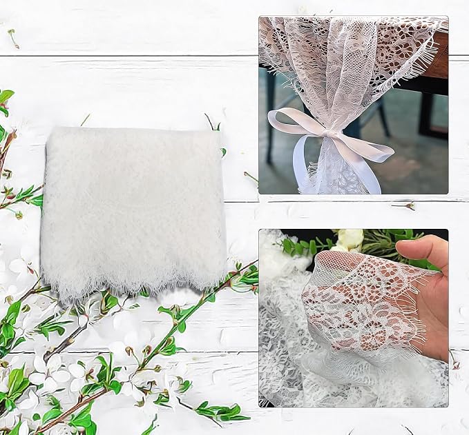 3 Pcs White Lace Table Runner 14 x 120 Inch Embroidered Boho Table Runner - Image 2