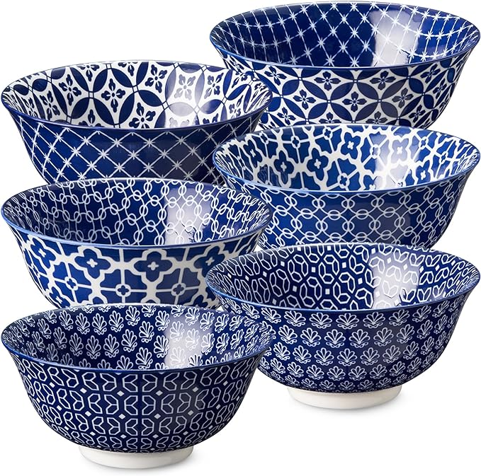 DOWAN Cereal Bowls Set of 6, Ceramic Soup Bowls 23 OZ, 6 Inch Small Dessert by DOWAN
