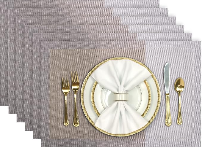 Aofmee Placemats Set of 6, Heat Resistant Place Mats, Washable Durable PVC by Aofmee