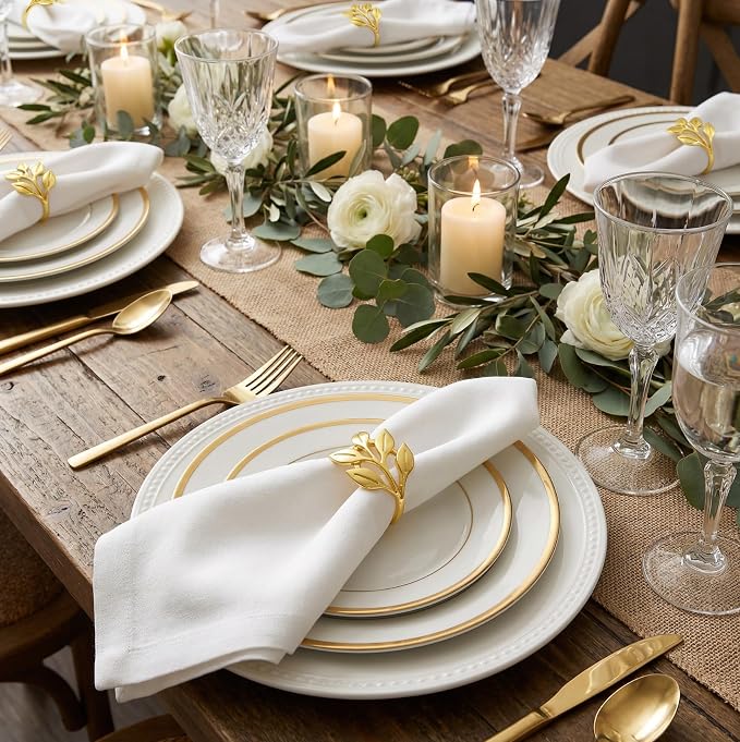 Napkin Rings Set of 12, Shiny Gold Napkin Rings, Easy Care, Solid Zinc Alloy - Image 2