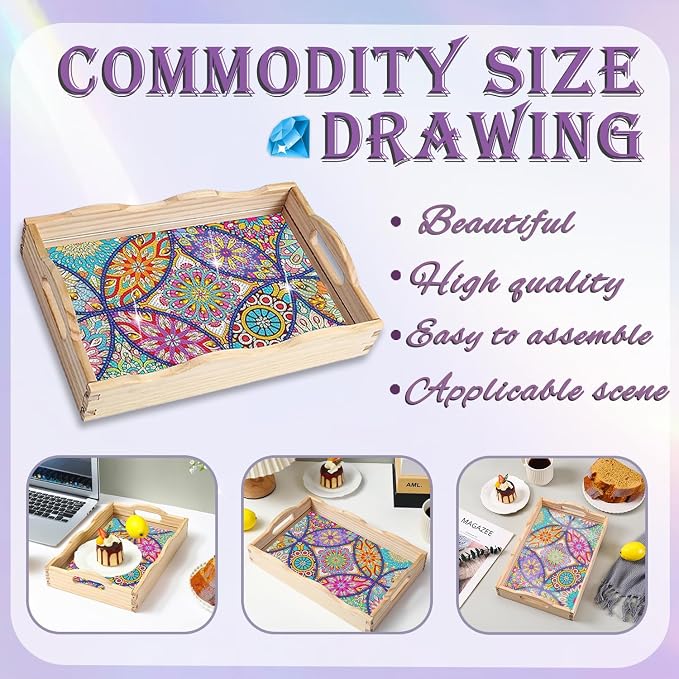 EWJRNSF Diamond Art Kits for Adults Wooden Serving Trays - Image 4