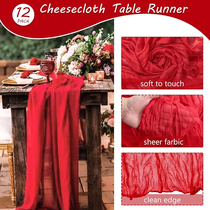 12 Pack 10Ft Cheesecloth Table Runner 35x120 Inch Boho Gauze Table Runner - Image 4