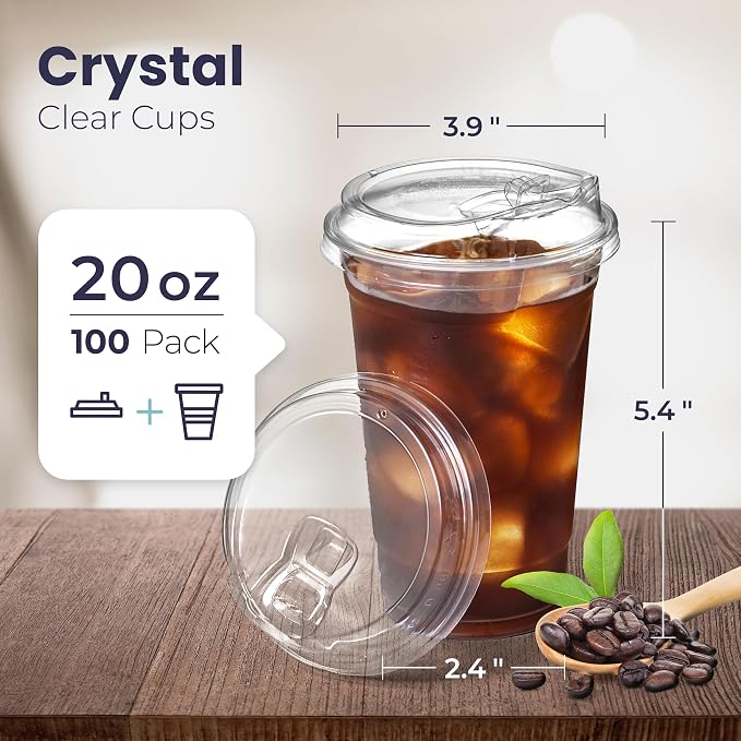 Fit Meal Prep 100 Pack 20 oz Clear Plastic Cups - Image 2