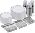 300 Pieces Silver Disposable Dinnerware Set by GoodLuck