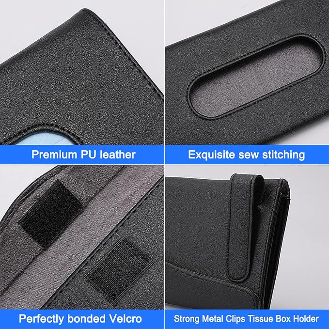 Car Tissue Holder, 2 Pack Sun Visor Napkin Holder, Premium PU Leather, Car Mask - Image 5