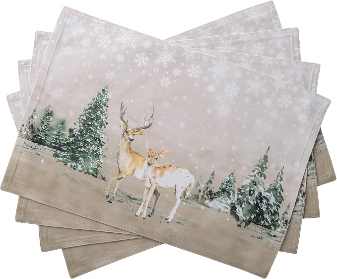 Maison d' Hermine Placemats Set of 4 Reusable 100% Cotton | Cloth Place Mats by MaisondHermine